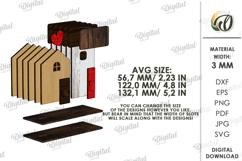 3D Driftwood Wooden House Laser Cut. Standing Decor SVG Product Image 2