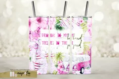 Drink in my hand toes in the sand summer Seamless tumbler Product Image 1