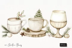 Nordic Festive Drink | Beige Christmas PNG Product Image 1