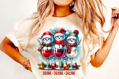 Christmas Drink Drank Drunk PNG, Christmas Wine PNG, Snowman Product Image 2