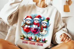 Christmas Drink Drank Drunk PNG, Christmas Wine PNG, Snowman Product Image 3