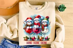 Christmas Drink Drank Drunk PNG, Christmas Wine PNG, Snowman Product Image 1