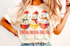Christmas Drink Drank Drunk PNG, Christmas Wine PNG, Snowman Product Image 1