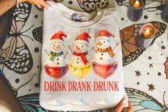 Christmas Drink Drank Drunk PNG, Christmas Wine PNG, Snowman Product Image 3