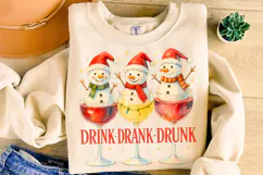 Christmas Drink Drank Drunk PNG, Christmas Wine PNG, Snowman Product Image 4