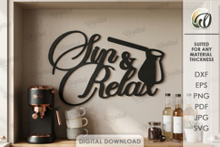 Drink Station Sign Laser Cut. Wall Decor. Sip &amp; Relax SVG Product Image 1