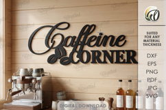 Drink Station Sign Lasercut. Wall Decor. Caffeine Corner SVG Product Image 1