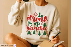 Drink Up Grinches SVG Funny Christmas Wine & Party SVG Cut Product Image 3
