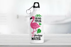 flamingo water tracker on tumbler