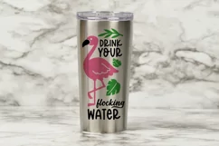 flamingo water tracker on tumbler