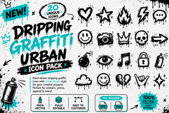 Dripping Graffiti Urban Icon Pack Vector Set Product Image 1