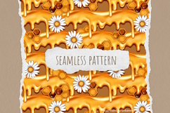Dripping Honey &amp; Daisy Flower Seamless Pattern Product Image 1