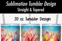 Dripping Watercolor Lillies | 20 oz Tumbler Sublimation Wrap Product Image 2