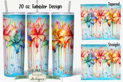 Dripping Watercolor Lillies | 20 oz Tumbler Sublimation Wrap Product Image 1