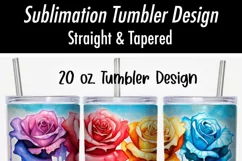Dripping Watercolor Roses | 20 oz Tumbler Sublimation Wrap Product Image 2