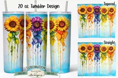 Colorful Dripping Sunflowers | 20 oz Tumbler Sublimation Product Image 1