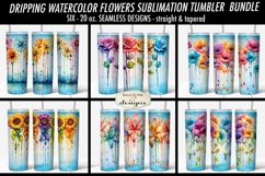 Dripping Watercolor Flowers 20 oz Tumbler Sublimation Bundle Product Image 1