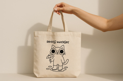 Hipster Cat Line Art Clipart, Funny Puns SVG | PNG | EPS Product Image 2