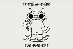 Hipster Cat Line Art Clipart, Funny Puns SVG | PNG | EPS Product Image 1