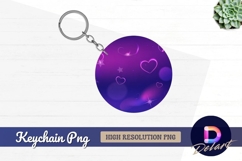 Purple round keychain png with hearts and stars Product Image 1