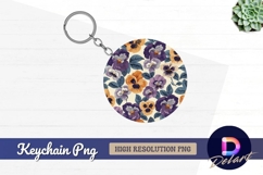 Floral pansy design for Round Keychain PNG Product Image 1