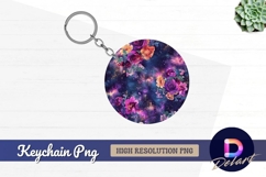 Galaxy floral Round Keychain PNG Product Image 1