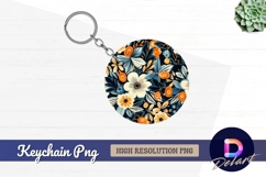 Floral pattern Round Keychain PNG Product Image 1