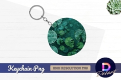 Water lily pads dark green Round Keychain PNG Product Image 1