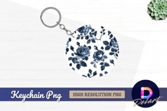 Blue rose pattern for Round Keychain PNG Product Image 1