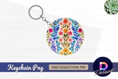 Floral round design for Round Keychain PNG Product Image 1
