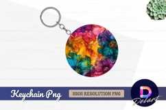 Abstract floral circle Round Keychain PNG Product Image 1