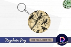 Ravens on branches Round Keychain PNG Product Image 1