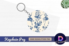 Ballerina and blue floral Round Keychain PNG Product Image 1