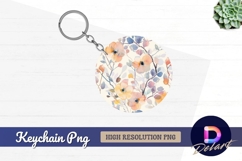 Watercolor floral pattern Round Keychain PNG Product Image 1