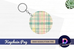 Pastel plaid pattern Round Keychain PNG Product Image 1