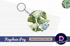 Elegant hydrangea floral arrangement Round Keychain PNG Product Image 1
