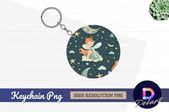 Fairy sitting on cloud Round Keychain PNG Product Image 1