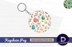 Watercolor easter eggs and birds Round Keychain PNG Product Image 1