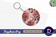 Round rosy roses floral Round Keychain PNG Product Image 1
