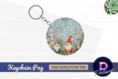 Whimsical gnomes with flowers Round Keychain PNG Product Image 1