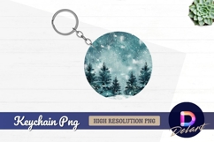 Watercolor christmas trees snowing Round Keychain PNG Product Image 1