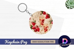 Strawberry champagne glasses Round Keychain PNG Product Image 1
