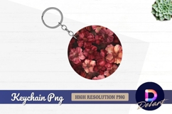 Red and pink floral Round Keychain PNG Product Image 1