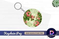 Floral circle Round Keychain PNG Product Image 1