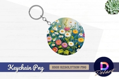 Colorful daisies Round Keychain PNG Product Image 1
