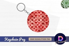 Red heart pattern Round Keychain PNG Product Image 1