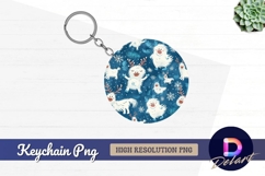 Festive yeti and reindeer Round Keychain PNG Product Image 1