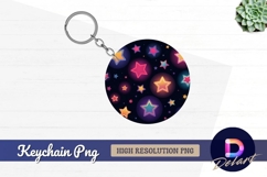 Colorful starry background round keychain png Product Image 1