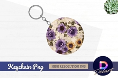 Sunflower floral Round Keychain PNG Product Image 1