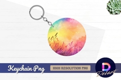 Watercolor meadow grass Round Keychain PNG Product Image 1